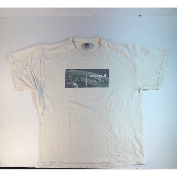 Vintage Fila 2001 Ericsson Open Tennis Graphic T-Shirt White Made in USA Large